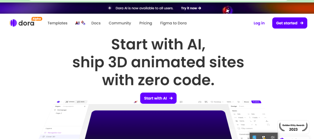 CREATE A 3D ANIMATED WEBSITE WITH ZERO CODING USING DORA